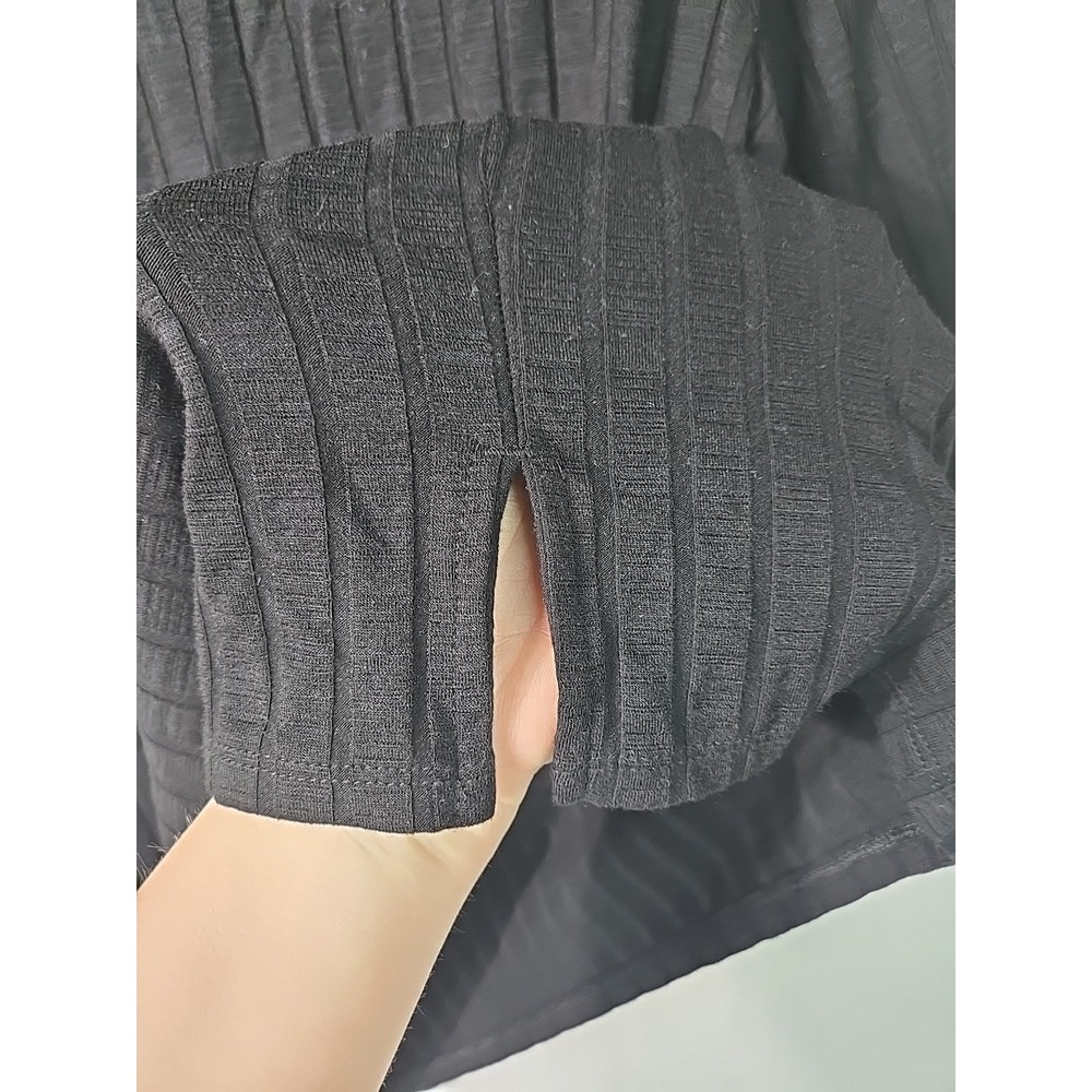 Chicos Tunic Top Women's Size 2 Large L Black Ribbed 3/4 Sleeves Rayon Spandex - Picture 4 of 7